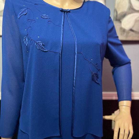 Che Studio Royal Blue Dress tier embellished Dressy Formal sz 16  Church NWT - Picture 4 of 12
